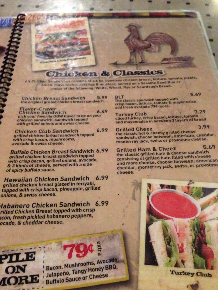 Menu at Original Buffalo Wings restaurant, San Francisco