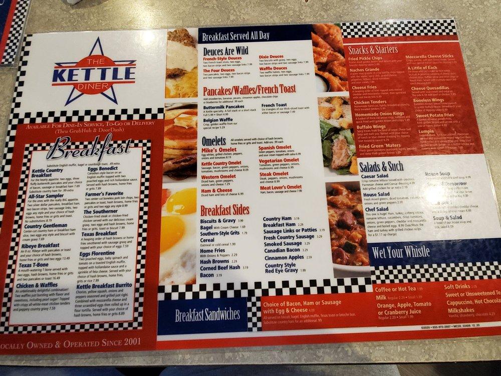 Menu at The Kettle Diner restaurant, Jacksonville, 300 Marine Blvd