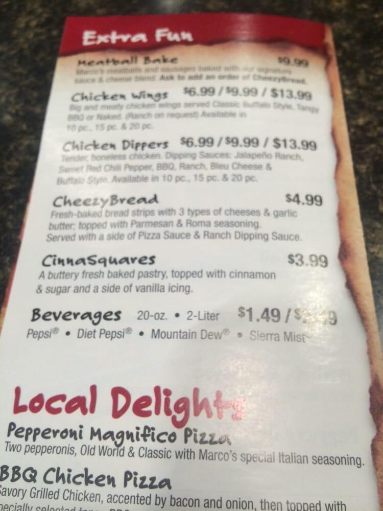 Menu at Marco's Pizza pizzeria, Ponca City