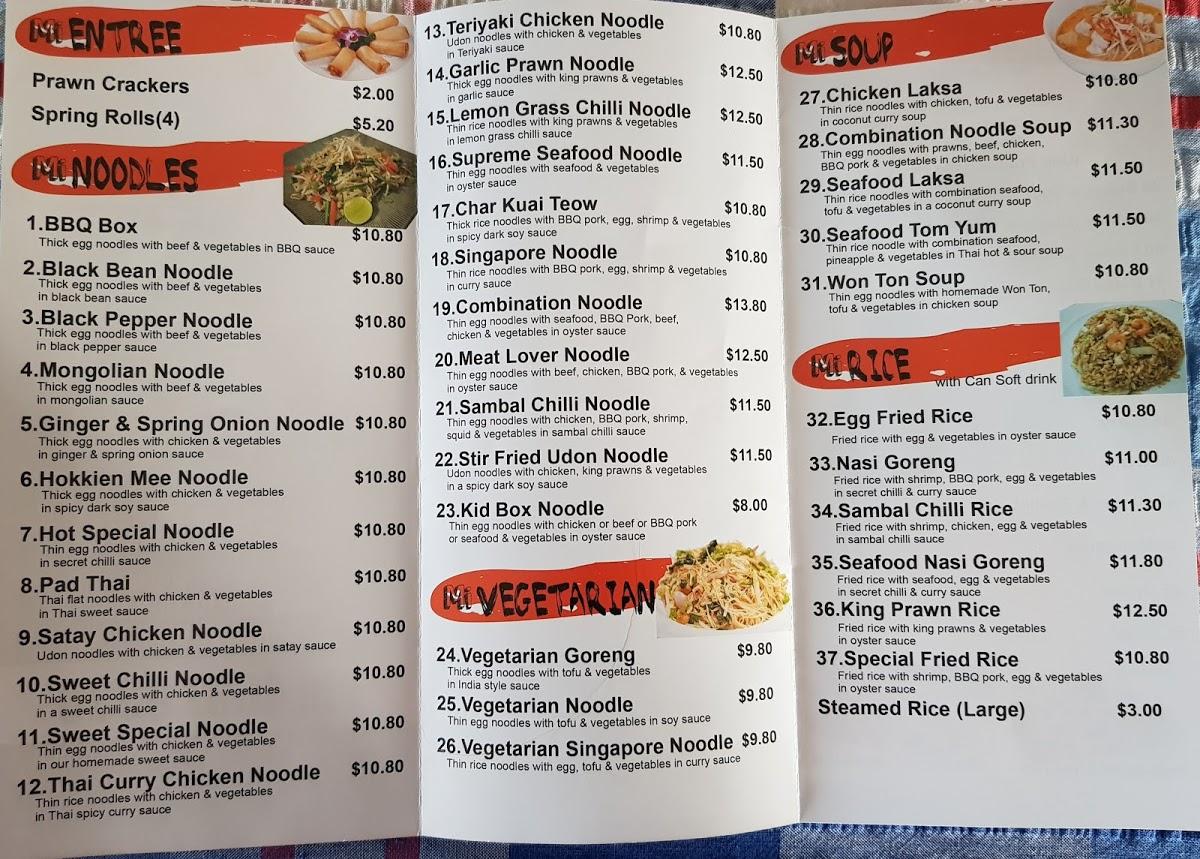 Menu at Mi Noodle restaurant, Harlaxton