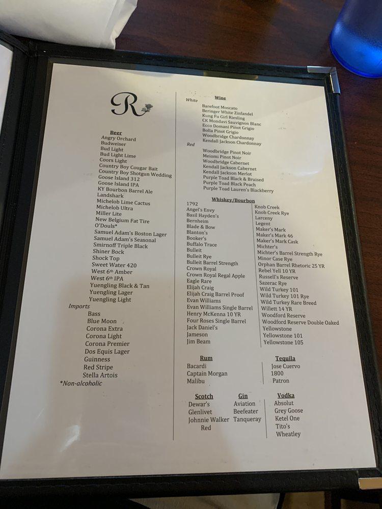 Menu at Rosewood Bar and Grill LLC, Lebanon