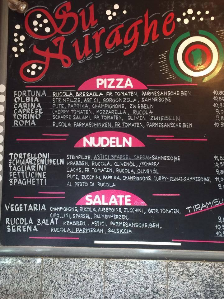 Speisekarte von Su Nuraghe pizza, Düsseldorf, Am Wehrhahn 69