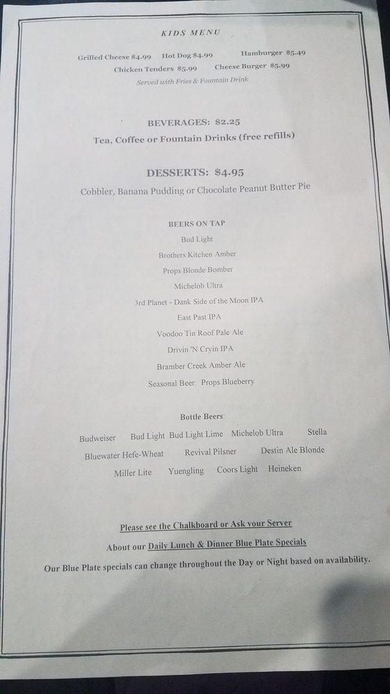 Menu at Brothers Kitchen restaurant, Niceville