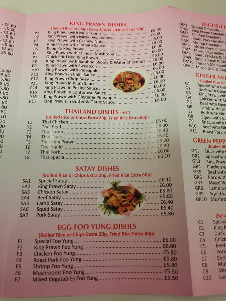 Menu at Golden Choi's fast food, Hartlepool