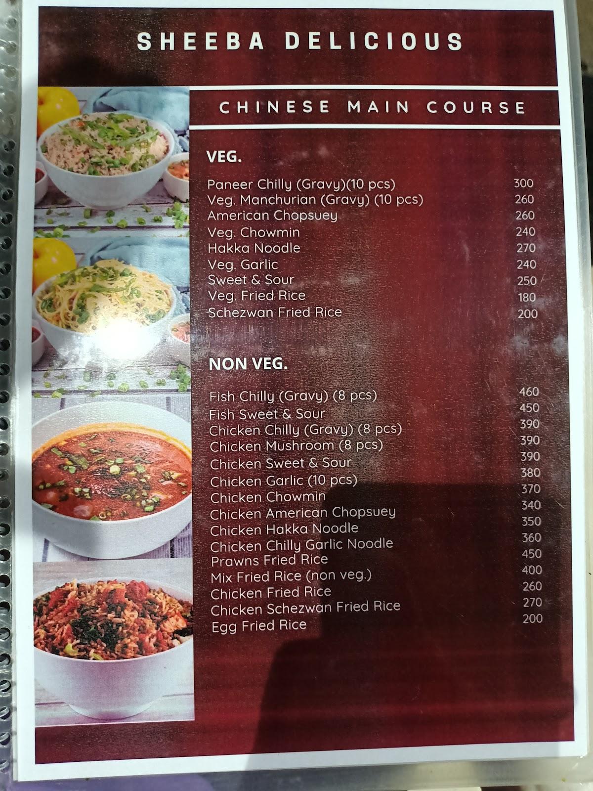 Sheeba Delicious menu