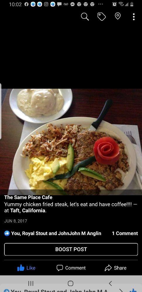 Menu at The Same Place cafe, Taft
