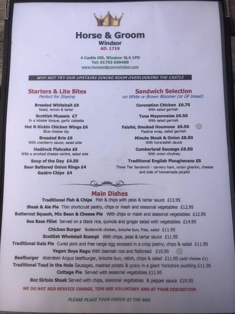 Menu at The Horse & Groom pub & bar, Windsor