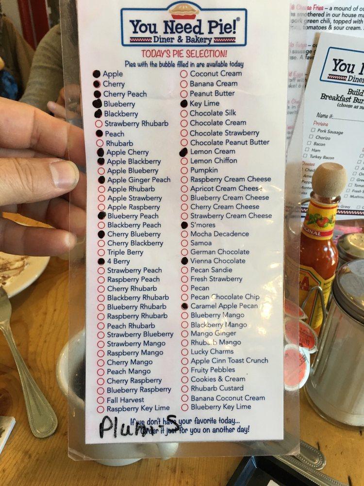 Menu at Estes Park Pie Shop restaurant, Estes Park