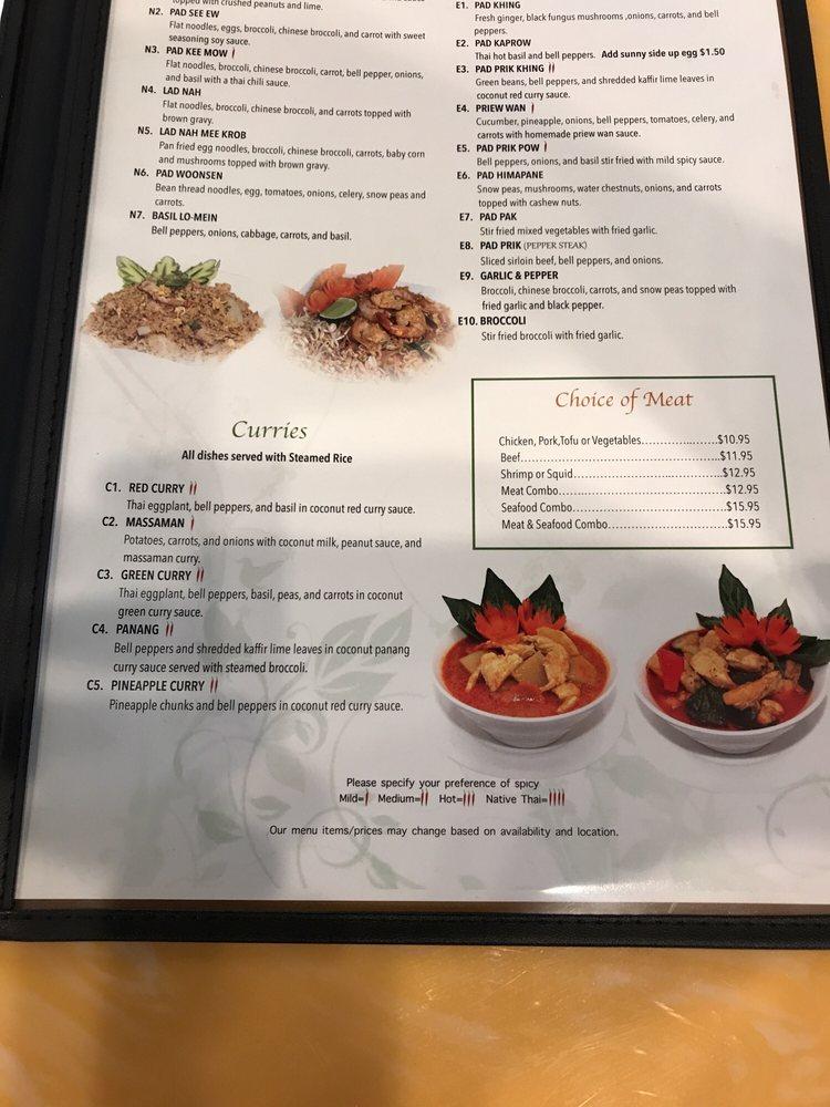 Menu at Ginger Thai Bistro restaurant, Murfreesboro