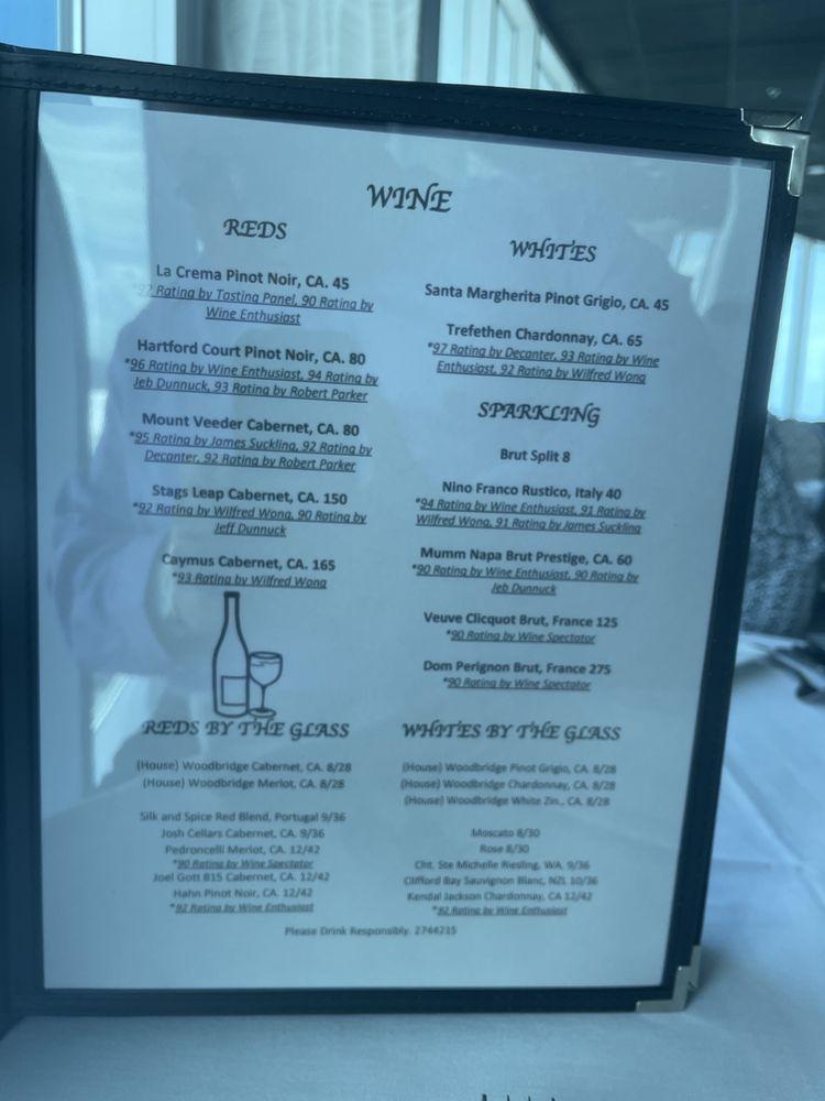 Menu at Top of Daytona Restaurant, Daytona Beach