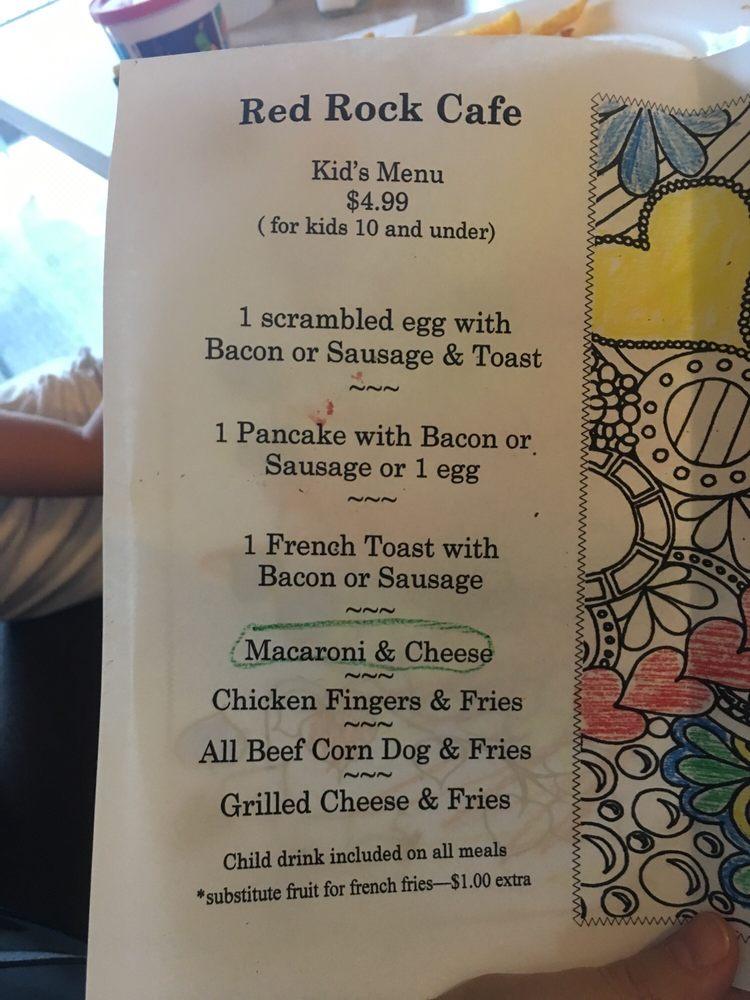 Menu at Red Rock Cafe, Sedona, 100 Verde Valley School Rd 107