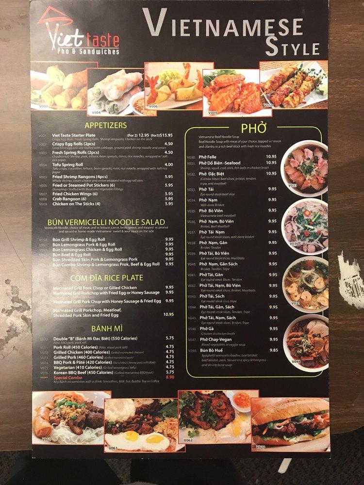 Menu at Viet Taste restaurant, Norridge