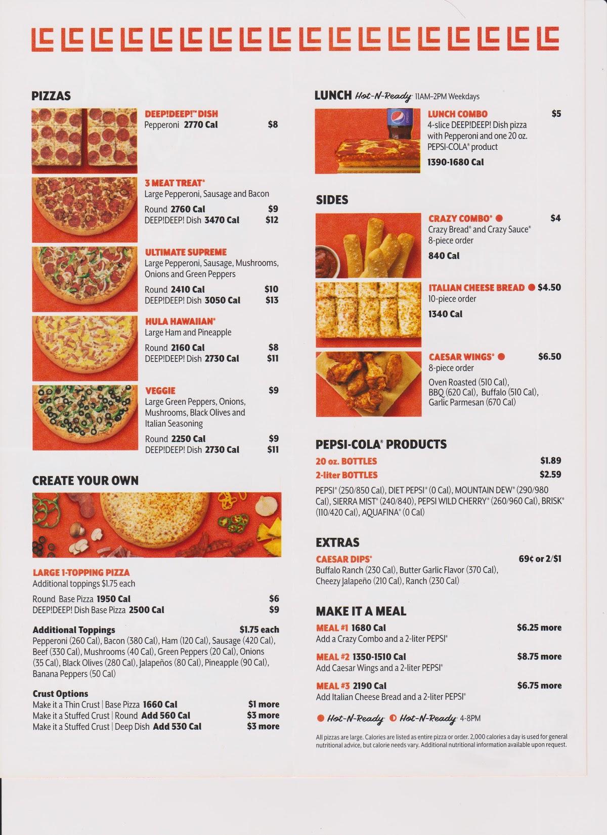 Menu at Little Caesars Pizza pizzeria, Navarre