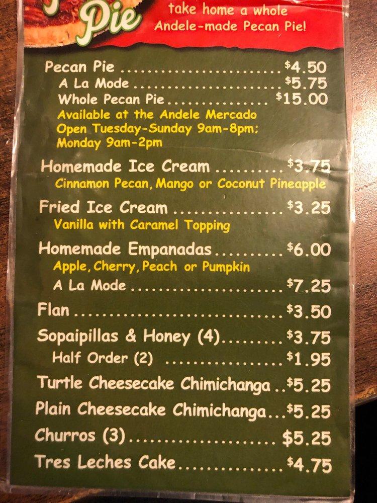 Menu at Andele's Dog House restaurant, Mesilla