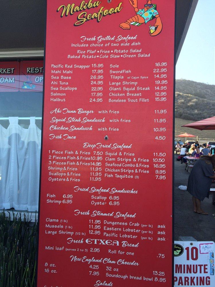 Menu at Malibu Seafood Fresh Fish Market & Patio Cafe, Malibu
