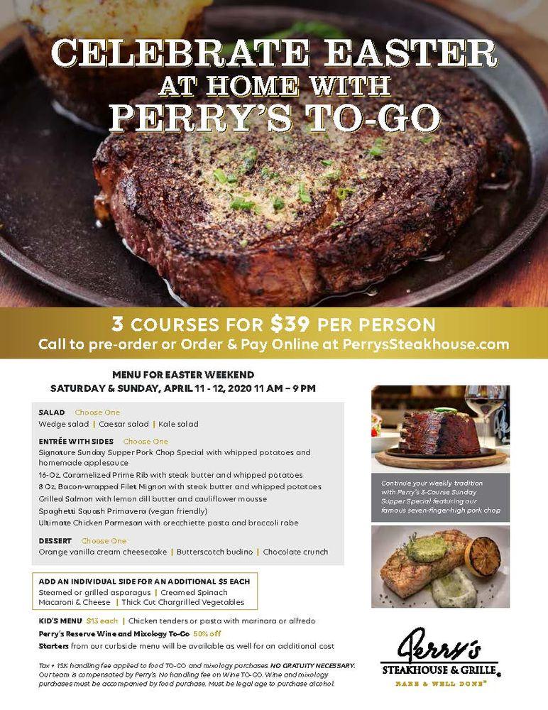 Menu at Perry's Steakhouse & Grille, Coral Gables