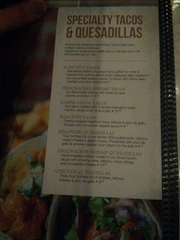 Menu at Barrel House, Dubuque