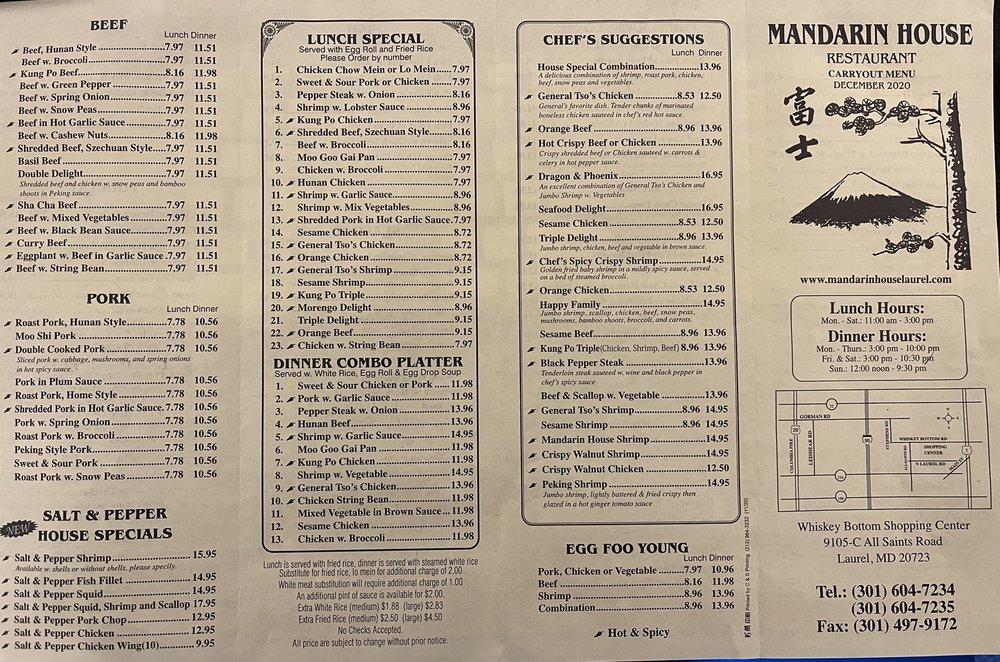 Menu At Mandarin House Restaurant Laurel   R260 Mandarin House Restaurant Menu 2021 09 1 