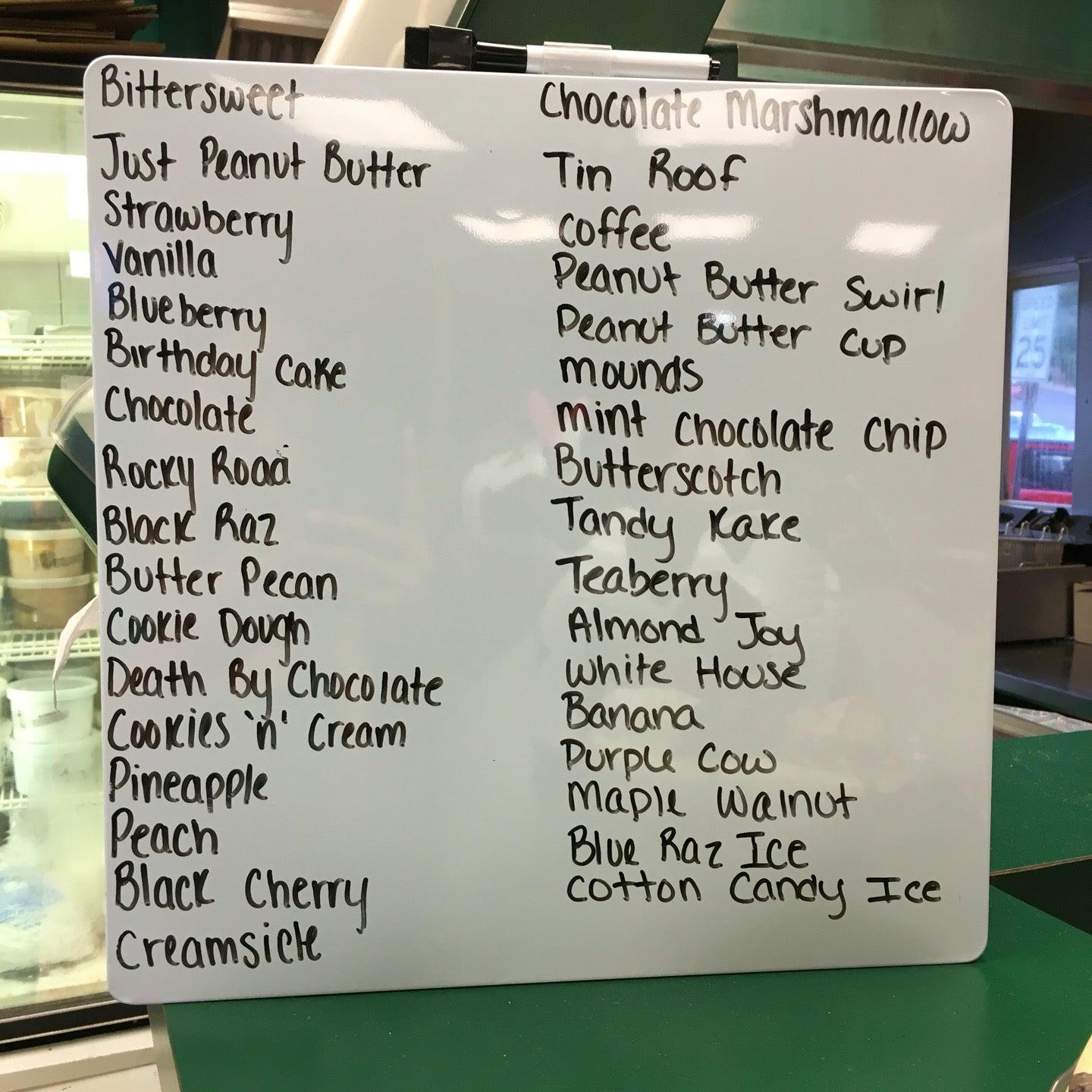Menu at Maurer's Dairy & Ice Cream Shoppe, Shamokin