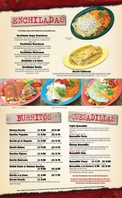 Menu at El Mariachi Mexican Restaurant, Metter