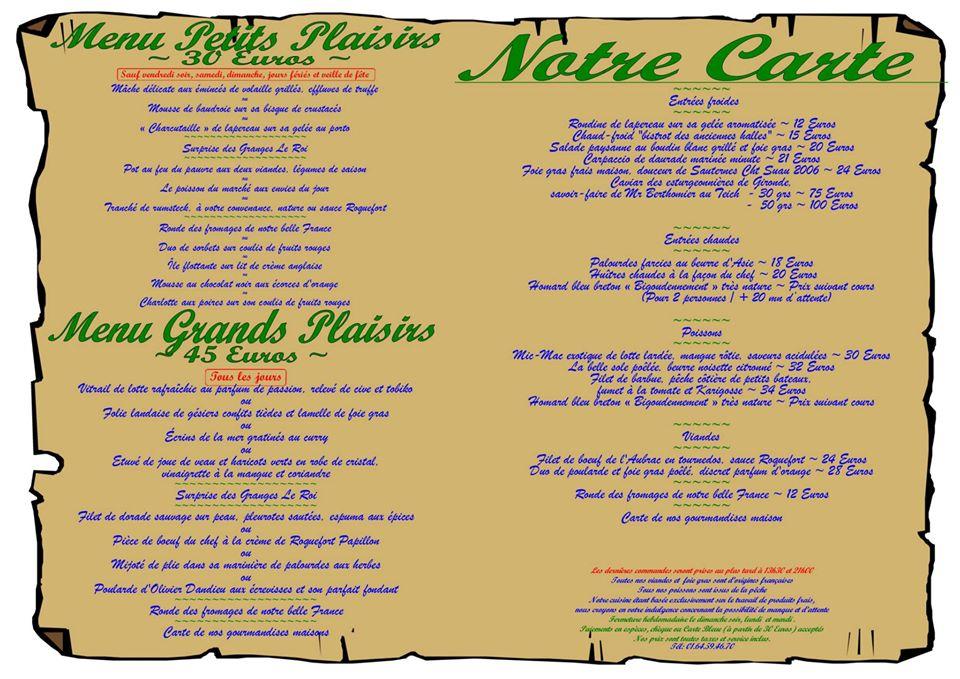 Restaurant Le Plaisir Des Granges Les Granges Le Roi 91