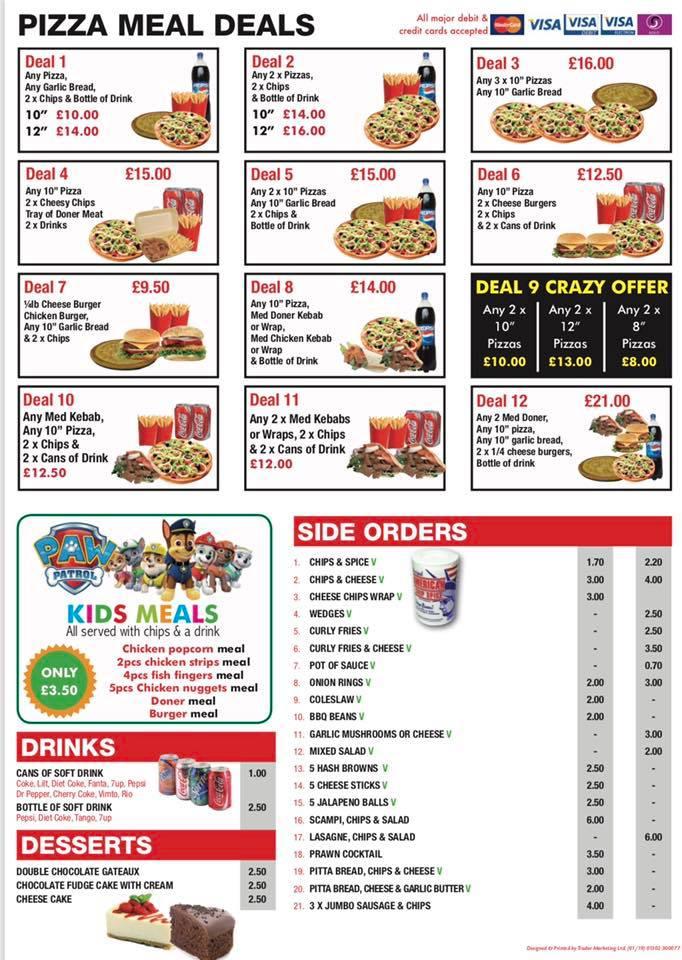 Menu at Pizza King restaurant, BartonuponHumber