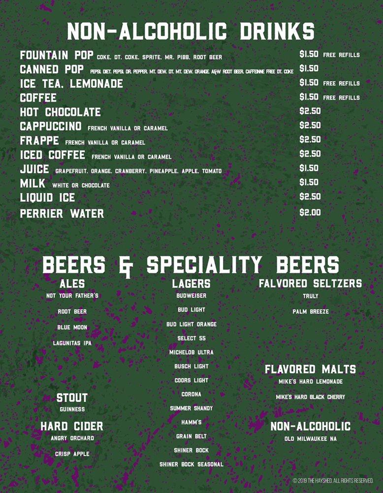 Menu at The Hay Shed restaurant, Gayville