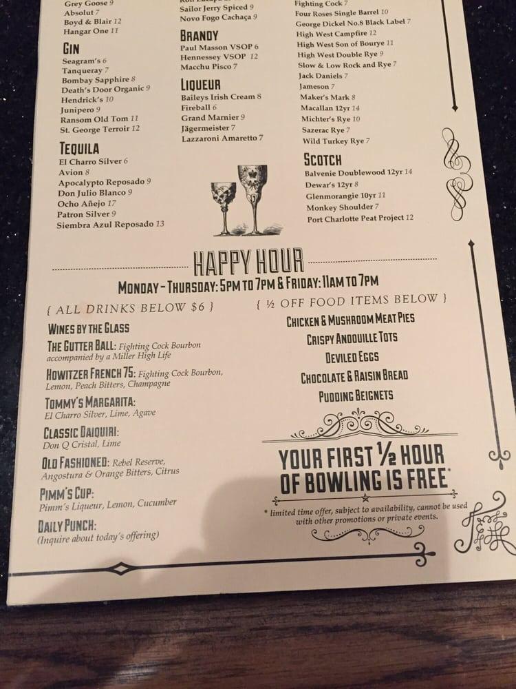 Menu at Fulton Alley pub & bar, New Orleans, 600 Fulton St