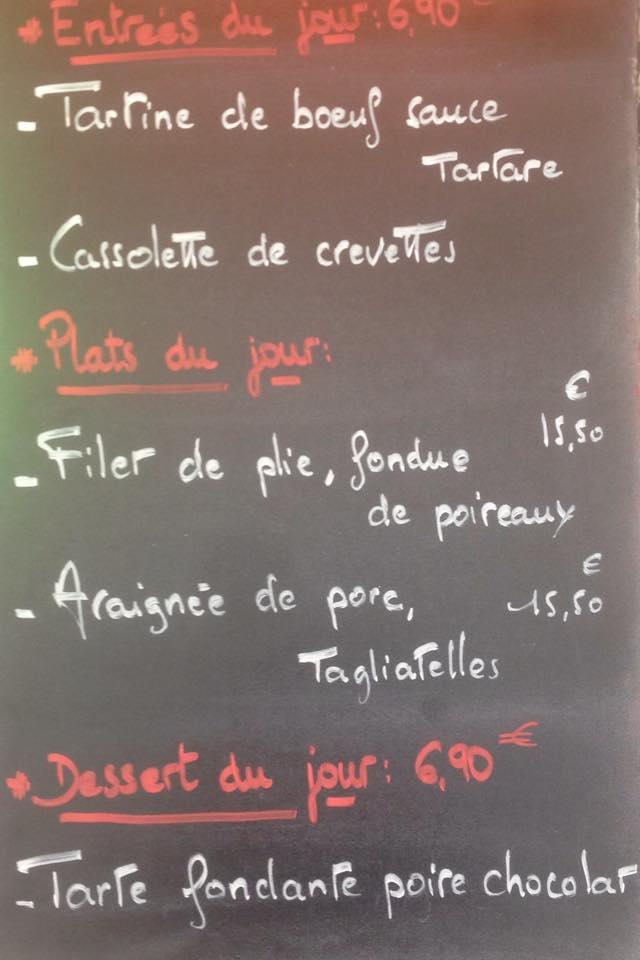 Menu at Le Bistrot du Marin restaurant, Saint-Martin-de-Ré