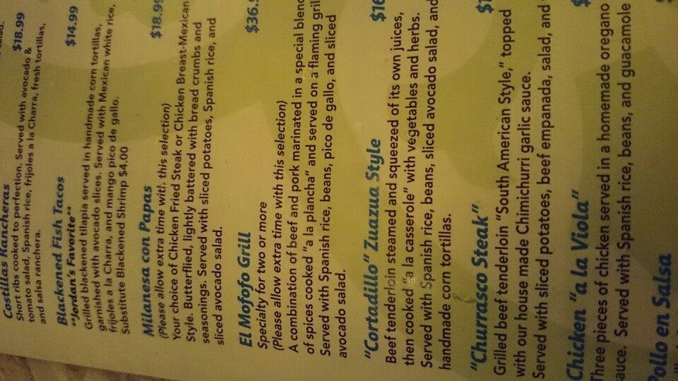 Menu at Viola's Ventanas restaurant, San Antonio, Westover Hills Blvd