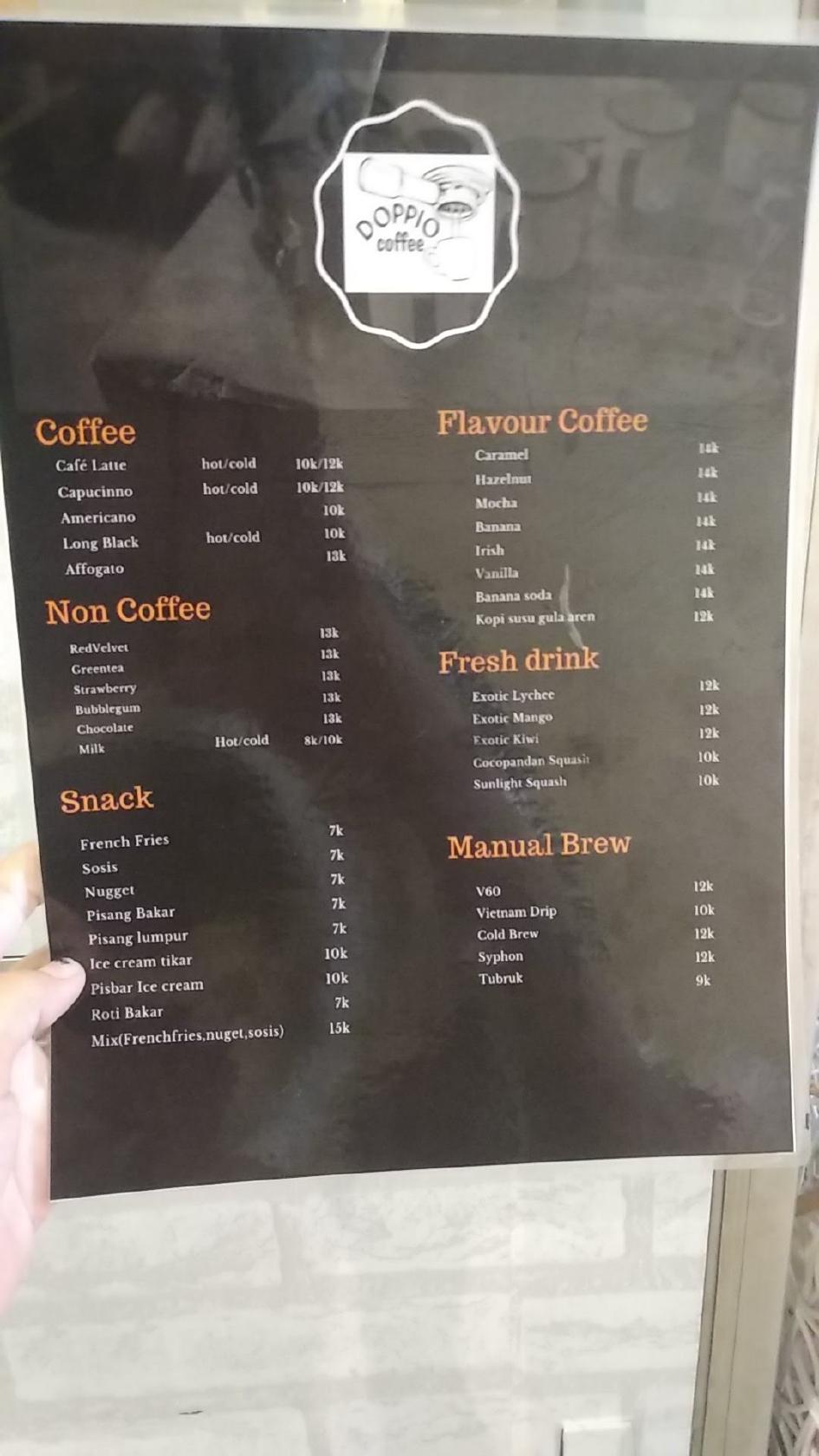 Menu at Doppio_Coffee cafe, Bangunsari