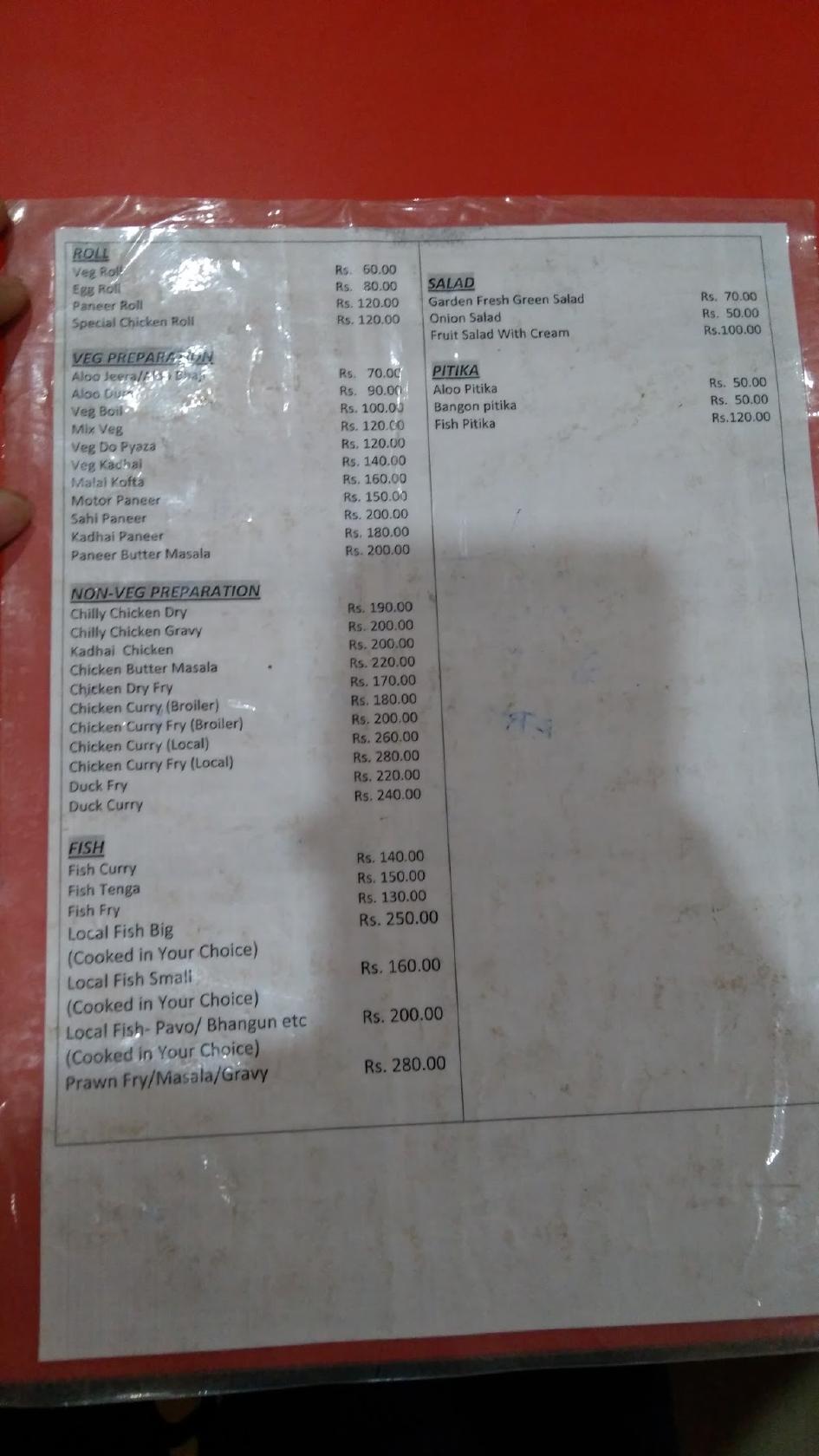 Kremlin Dhaba menu