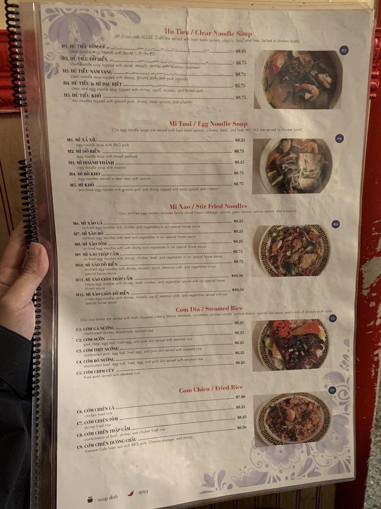 Menu at Vietnam Cafe, Kansas City, 522 Campbell St