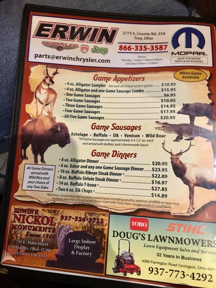 Menu at Buffalo Jacks restaurant, Covington