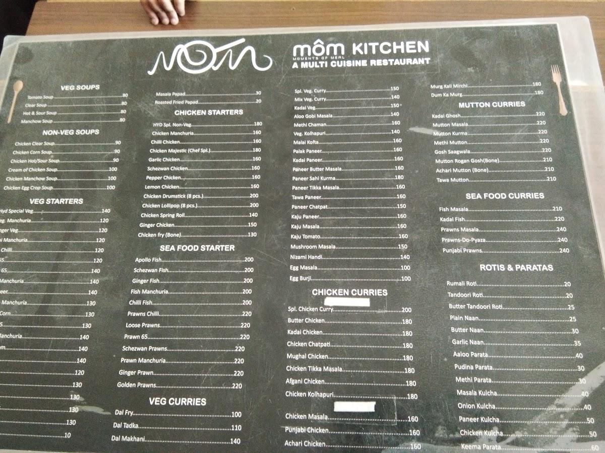 Mom's kitchen menu