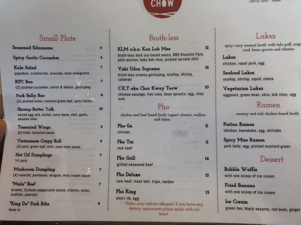 Menu at Mama Chow restaurant, Fairfield
