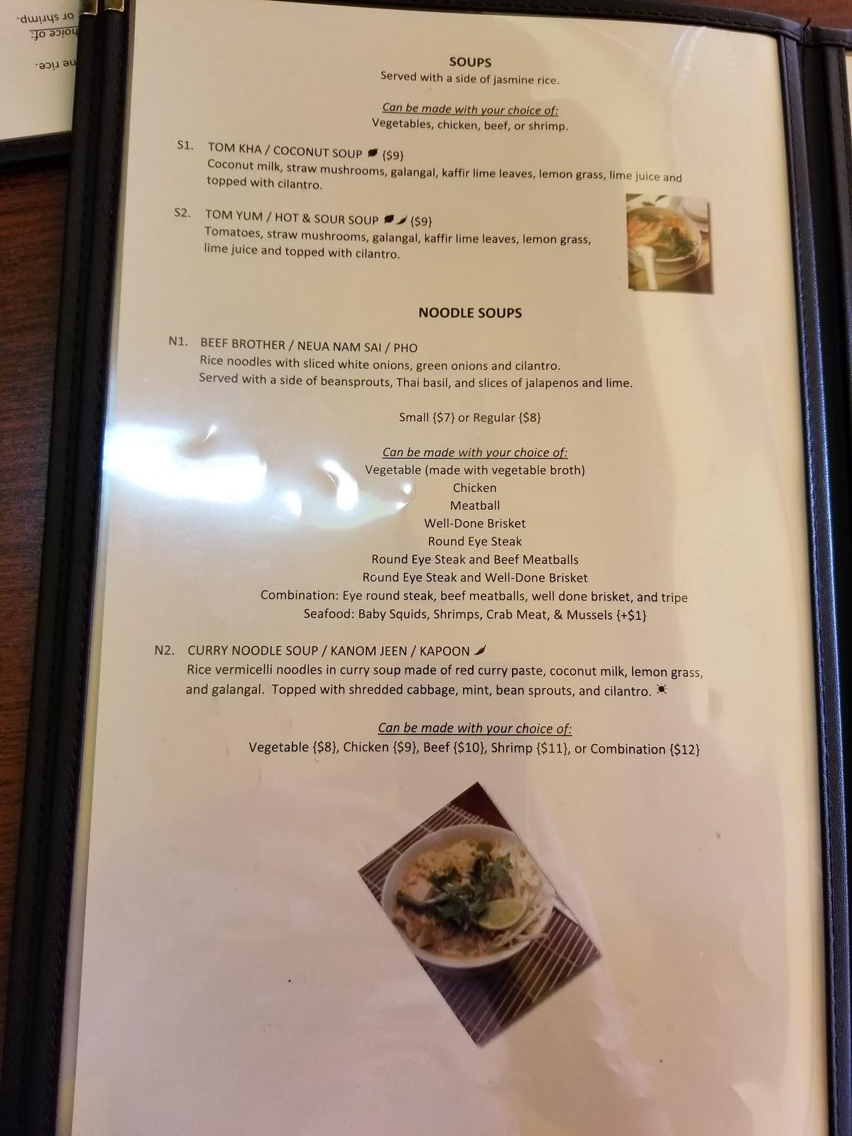 Menu at Thai Orchid Restaurant, Eau Claire