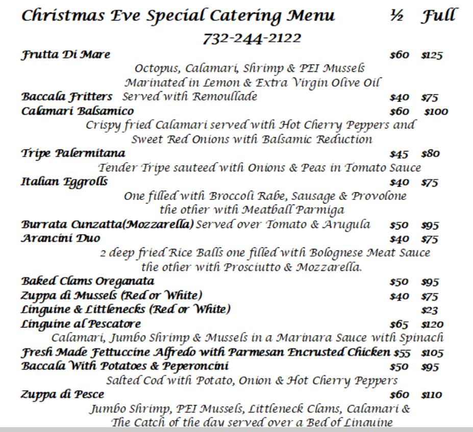 Menu at Brooklyn Bistro restaurant, Toms River, Hooper Ave