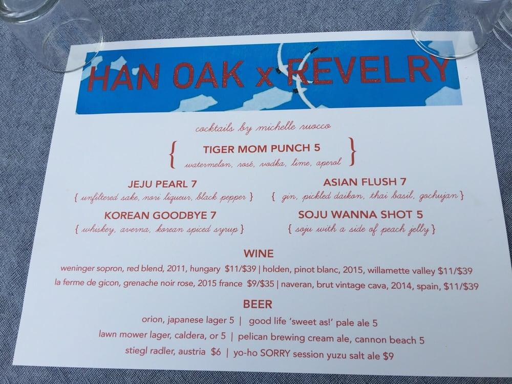 Menu at Han Oak Restaurant LLC, Portland
