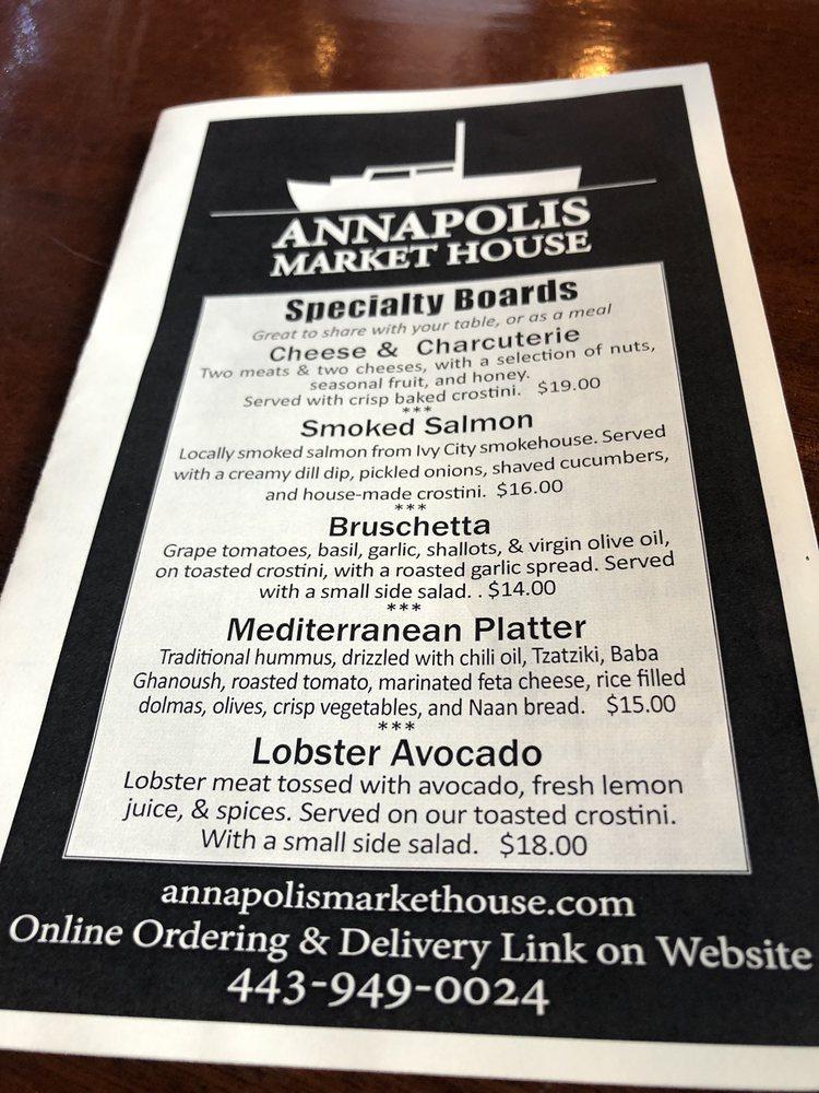 Menu at Annapolis Market House restaurant, Annapolis