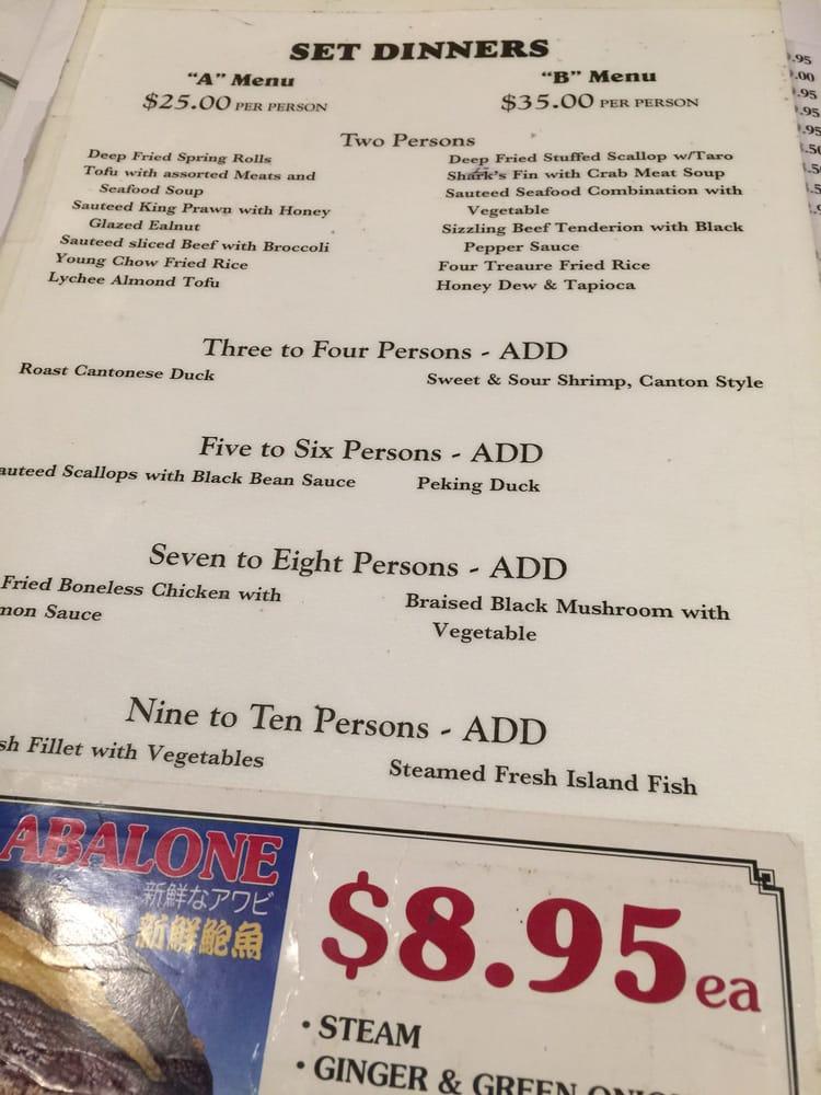 Menu at Fook Yuen Seafood Restaurant, Honolulu