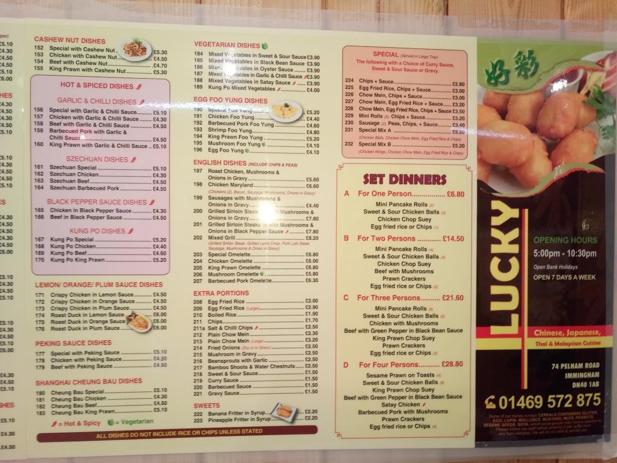 Lucky chinese menu