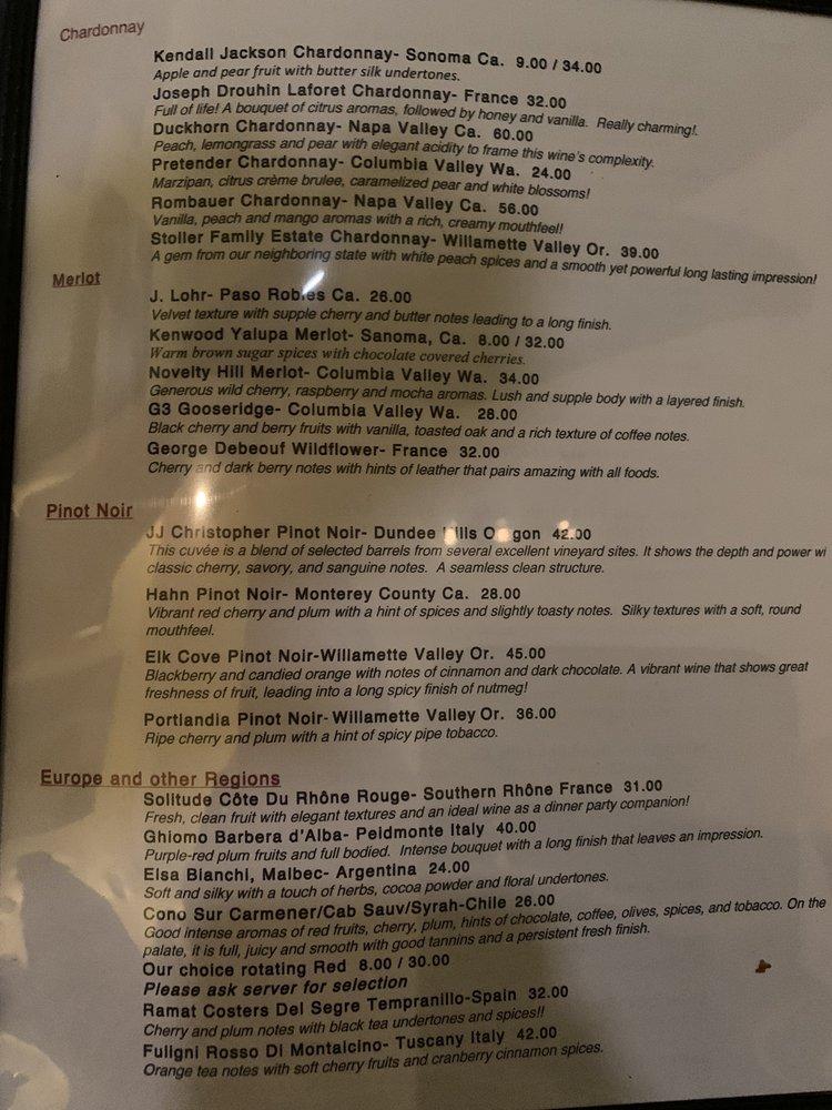 Menu at Pentagon Bistro & Martini Bar, Liberty Lake