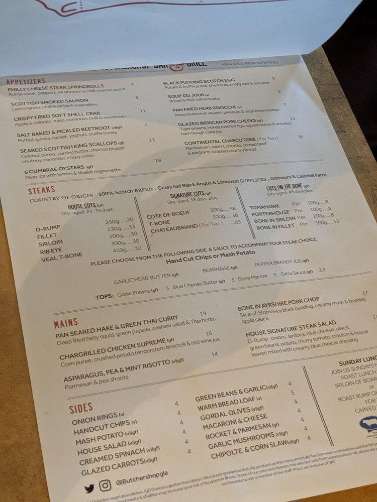 Menu at The pub & bar, Glasgow
