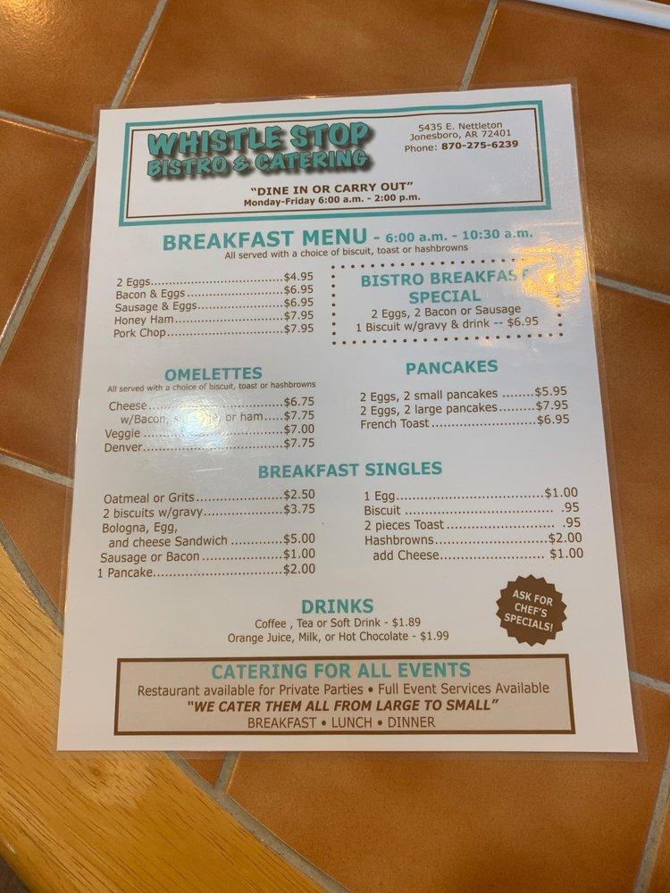Menu at Whistle Stop Bistro and Catering steakhouse, Jonesboro
