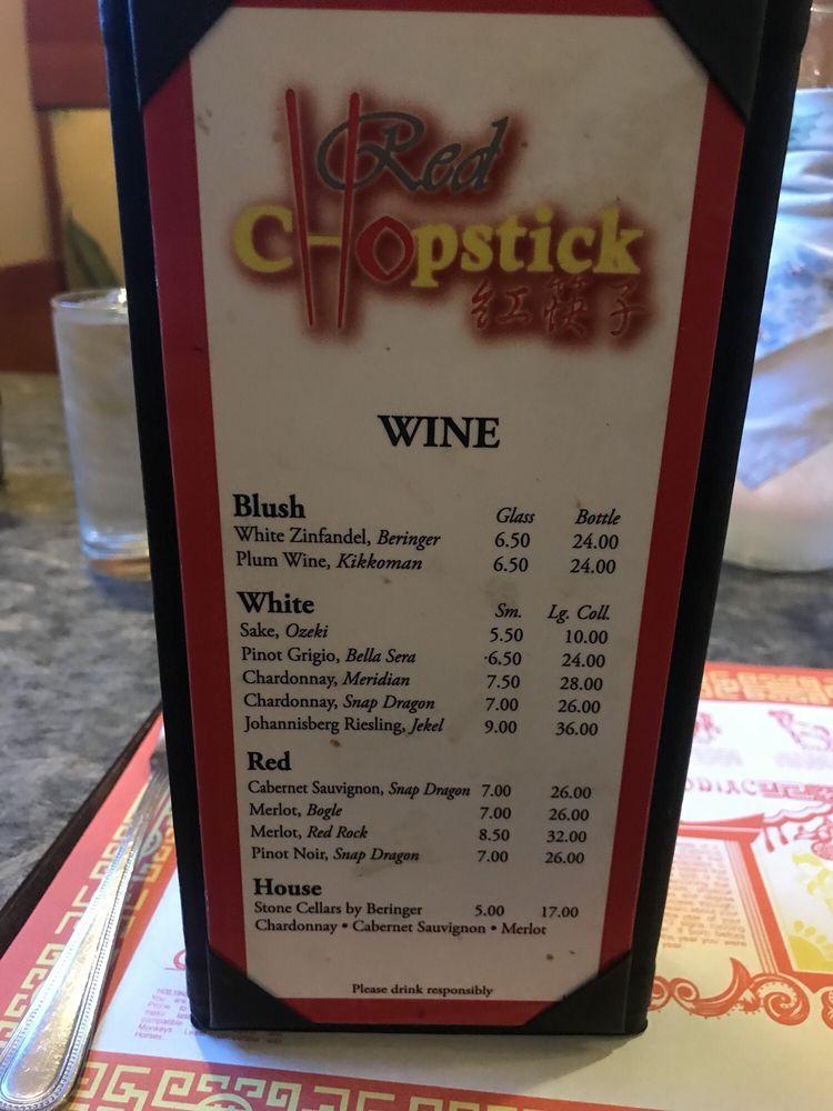 Menu at Red Chopstick restaurant, Sedona, 111 Bell Rock Plaza