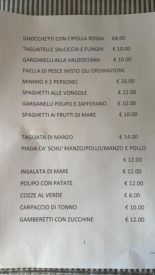 Menu di Ristorante Ca' Schu' 
