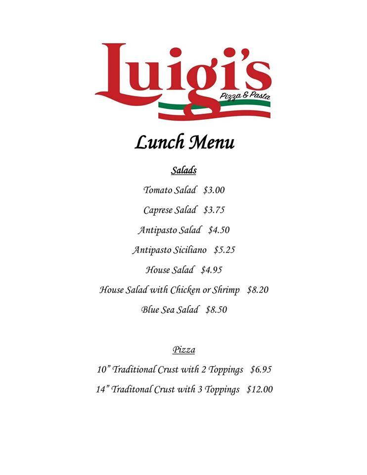 Menu at Luigi's Pizza & Pasta pizzeria, Shawano