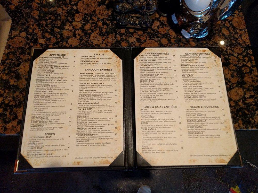 Menu at Mint Indian Cuisine restaurant, Boone