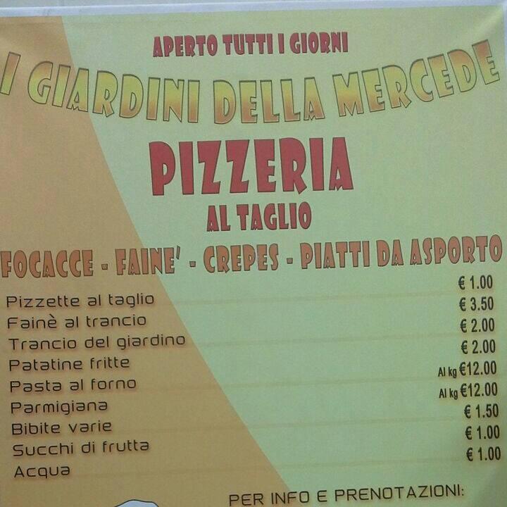 Menu at Pizzeria I Giardini Della Mercede, Alghero